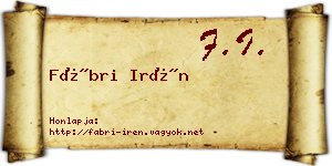 Fábri Irén névjegykártya